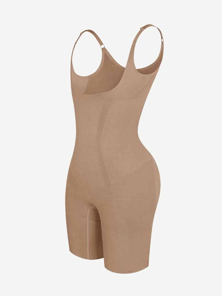Wholesale Seamless Open-Bust Abdomen Flattening Mid-Thigh Bodysuit
