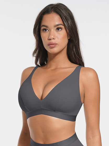 Wholesale Deep V Neck Rib Modal All Day Wear Bralette with Removable Pads