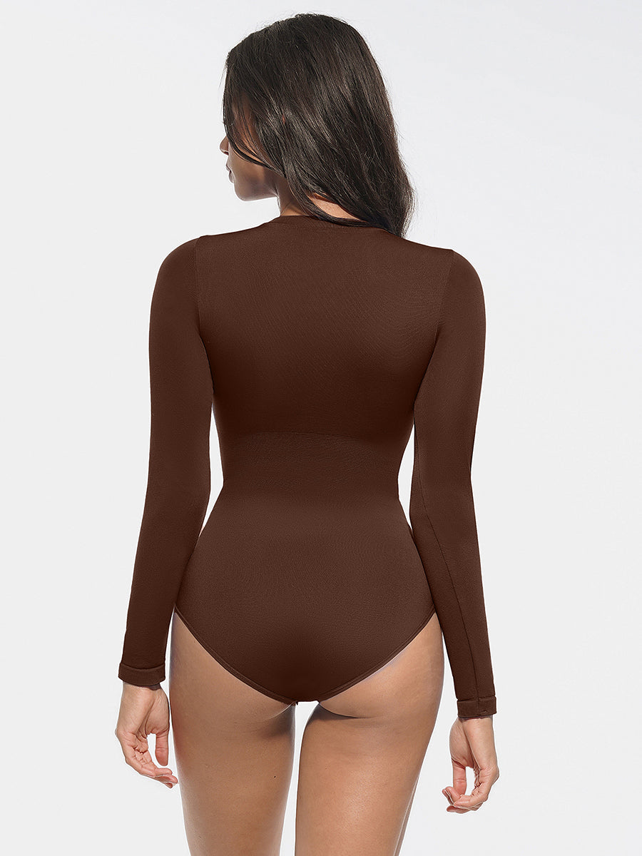 Round Neck Seamless Shaping Bodysuit – Snap Closure