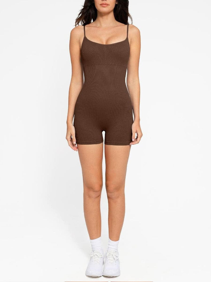 Eco-Friendly Seamless Ribbed Shapewear Romper