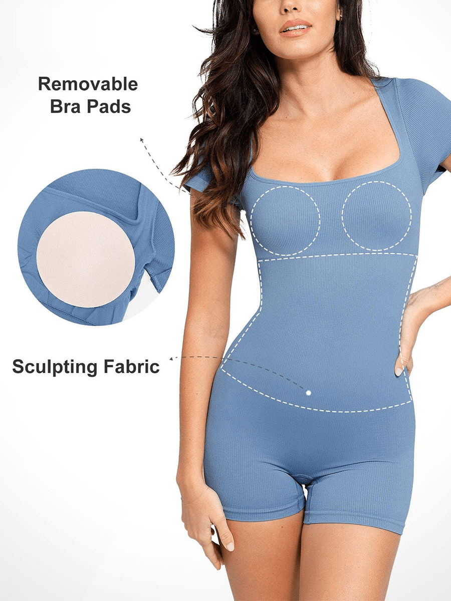 Eco-Friendly Seamless Ribbed Sports Shapewear Romper