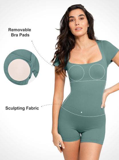 Eco-Friendly Seamless Ribbed Sports Shapewear Romper