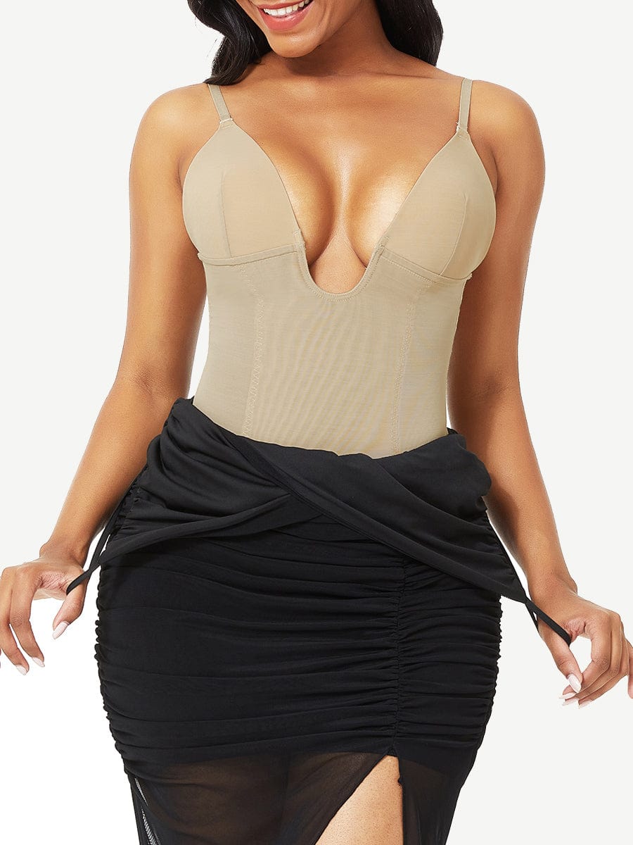 Low-Back Bridal Thong Shapewear Bodysuit