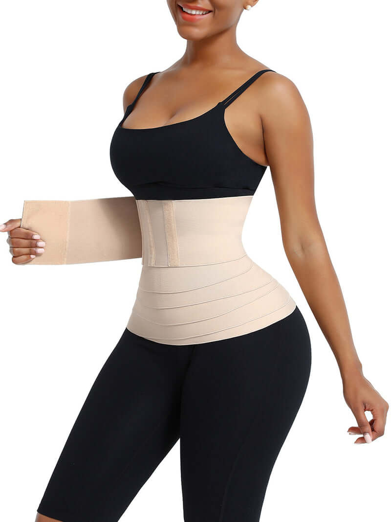 Black Latex Waist Trainer Tummy Compression Wrap